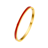 Working Dog Gold Plated Minimalist Bracelet With Red Enamel