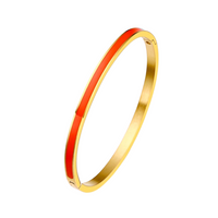 Sumatran Orangutan Gold Plated Minimalist Bracelet With Orange Enamel