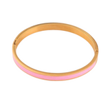 Sea Turtle Gold Plated Minimalist Bracelet With Pink Enamel